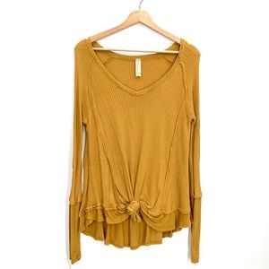 Altar'd State Mustard Yellow Lightweight Thermal Long Sleeve Top Size Small